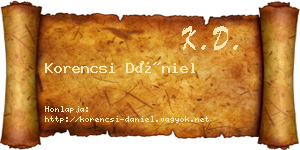 Korencsi Dániel névjegykártya